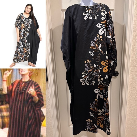 Up 2 Date Fashion Mrs Roper Floral Kimono Kaftan Caftan Maxi Dress - Picture 1 of 7